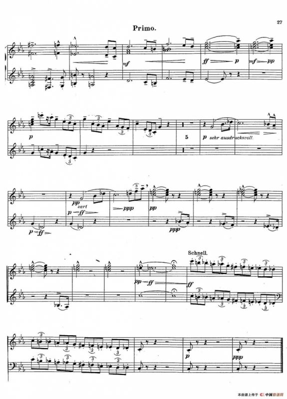 c小调第二交响曲“复活”（Ⅰ）（改编四手联弹版 ）