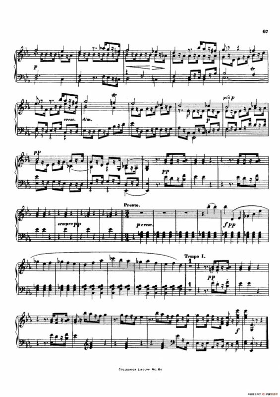 降E大调第十二弦乐四重奏（钢琴独奏版）