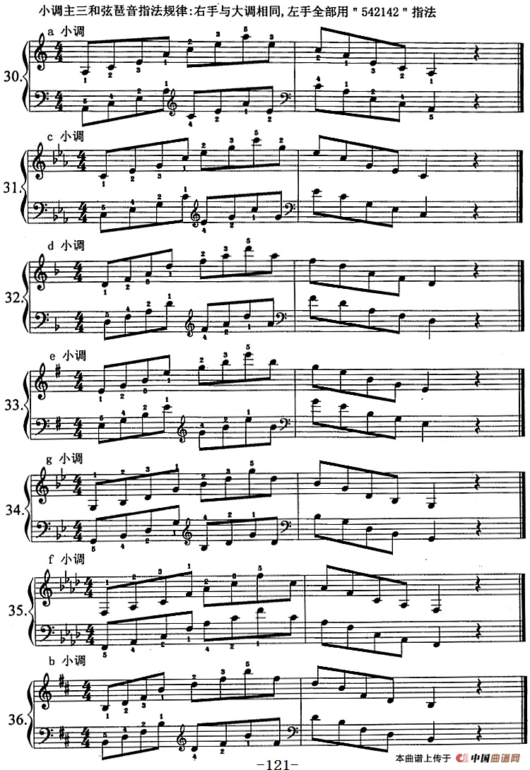 钢琴综合教程：第十六课 七个白键小调音阶 和弦转位 主三和弦琶音及和弦连接（大小调）