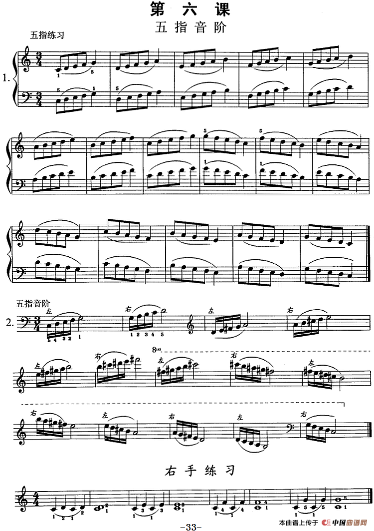 钢琴综合教程：第六课 五指音阶