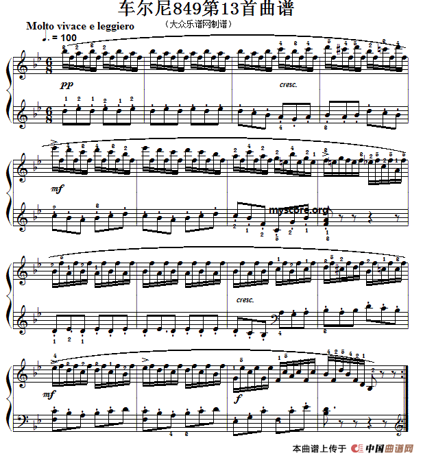 车尔尼（Czerny）849第13首曲谱及练习指导