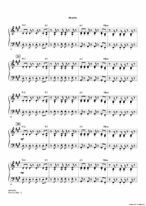 VIVA LA VIDA（钢琴分谱）