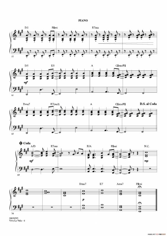 VIVA LA VIDA（钢琴分谱）