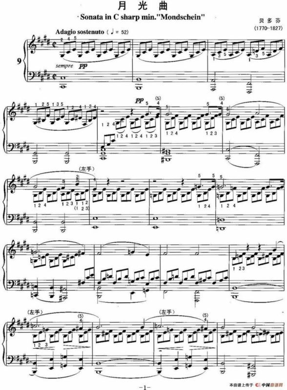 不可不弹的世界钢琴名曲：月光曲