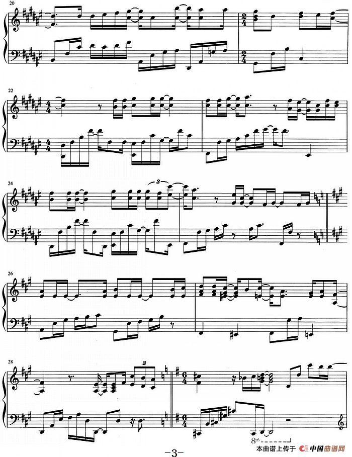 流行歌曲改编的钢琴曲：左边