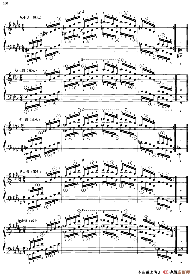 钢琴琶音练习：七和弦琶音