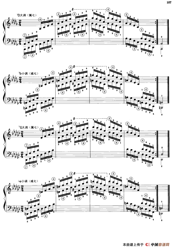 钢琴琶音练习：七和弦琶音