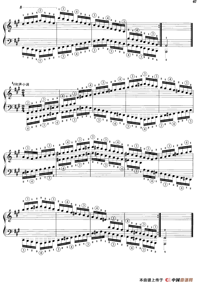 钢琴音阶练习：反向四个八度