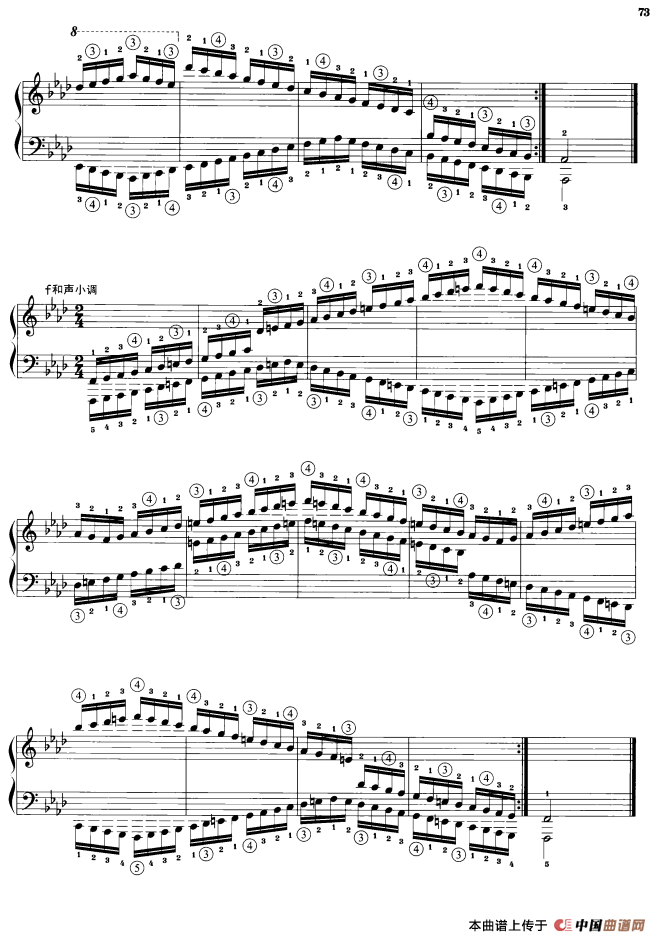 钢琴音阶练习：反向四个八度