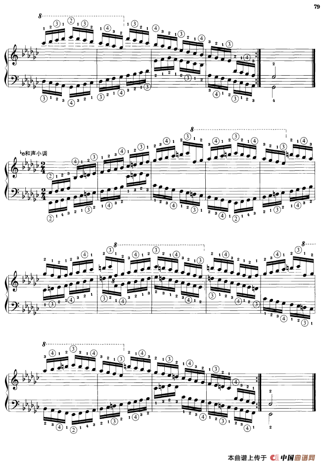 钢琴音阶练习：反向四个八度