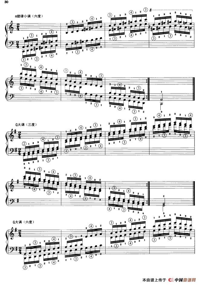 钢琴音阶练习：三度、六度同向四个八度