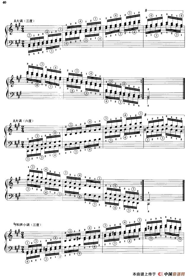 钢琴音阶练习：三度、六度同向四个八度