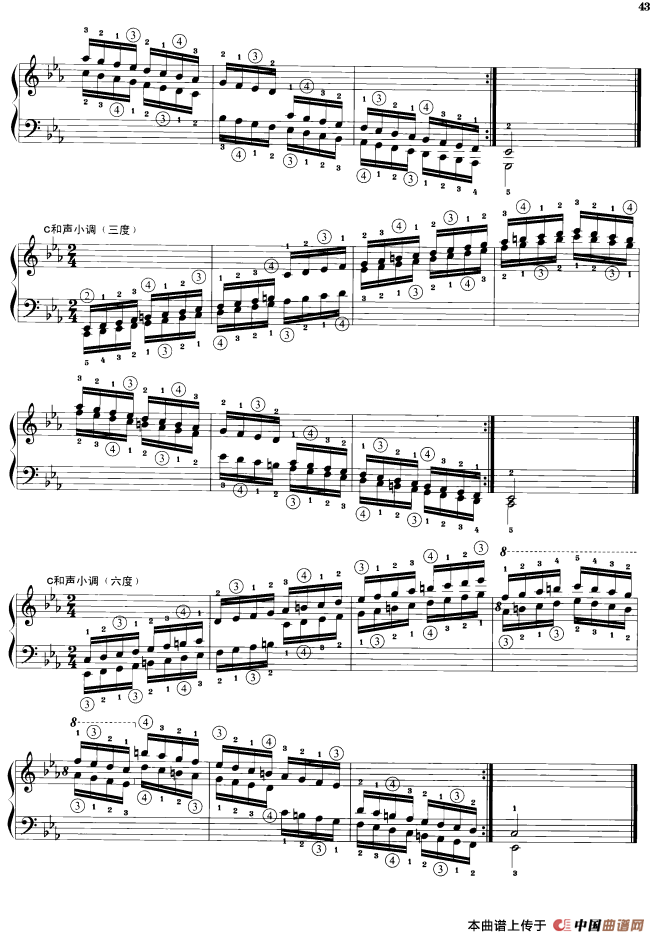 钢琴音阶练习：三度、六度同向四个八度