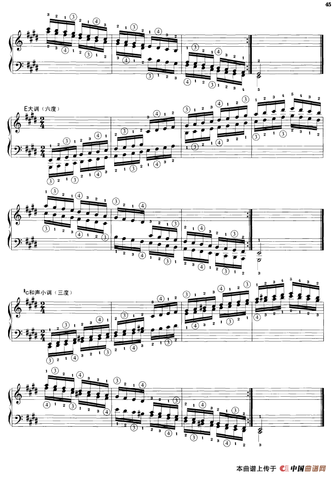 钢琴音阶练习：三度、六度同向四个八度