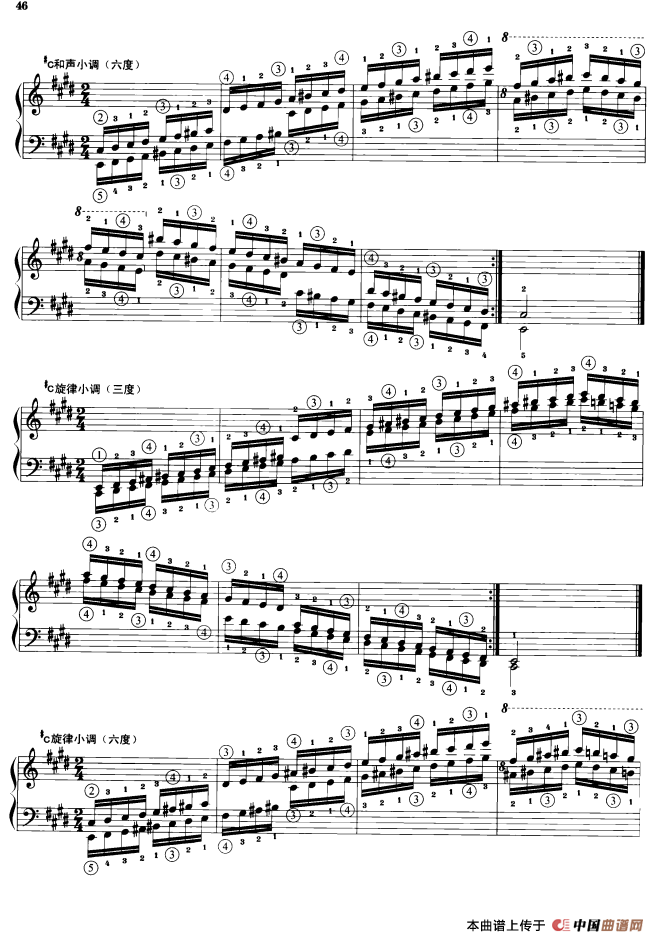 钢琴音阶练习：三度、六度同向四个八度