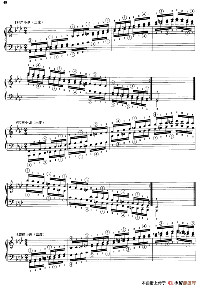 钢琴音阶练习：三度、六度同向四个八度
