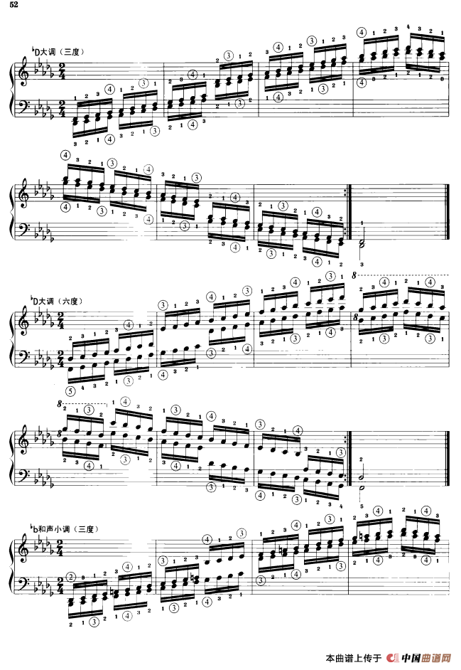 钢琴音阶练习：三度、六度同向四个八度