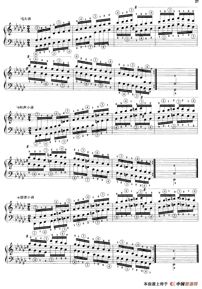 钢琴音阶练习：同向四个八度