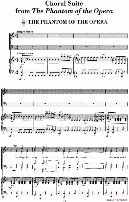Choral Suite from The Phantom of the Opera（4 THE PHANTOM OF THE OPERA、四重奏）