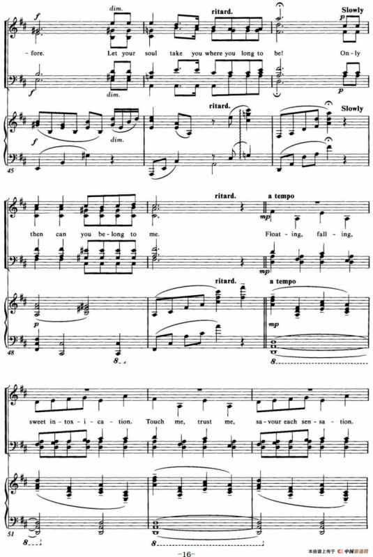 Choral Suite from The Phantom of the Opera（3 THE MUSIC OF THE NIGHT、四重奏）