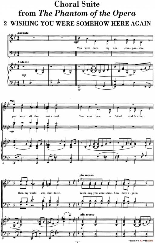 Choral Suite from The Phantom of the Opera（2 WISHING YOU WERE SOMEHOW HERE AGAIN、四重奏）