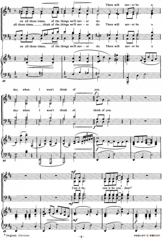 Choral Suite from The Phantom of the Opera（1 THINK OF ME、四重奏）