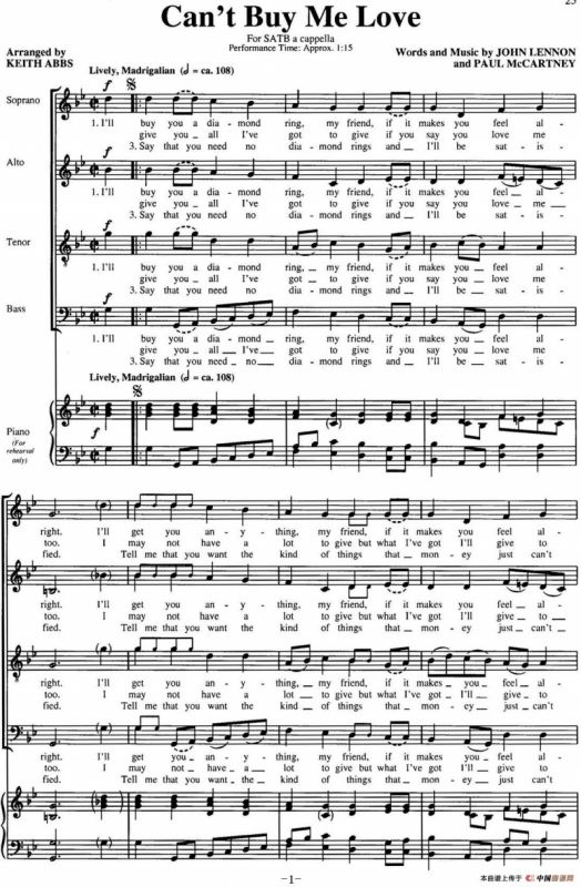 Cant buy me love（四重奏）