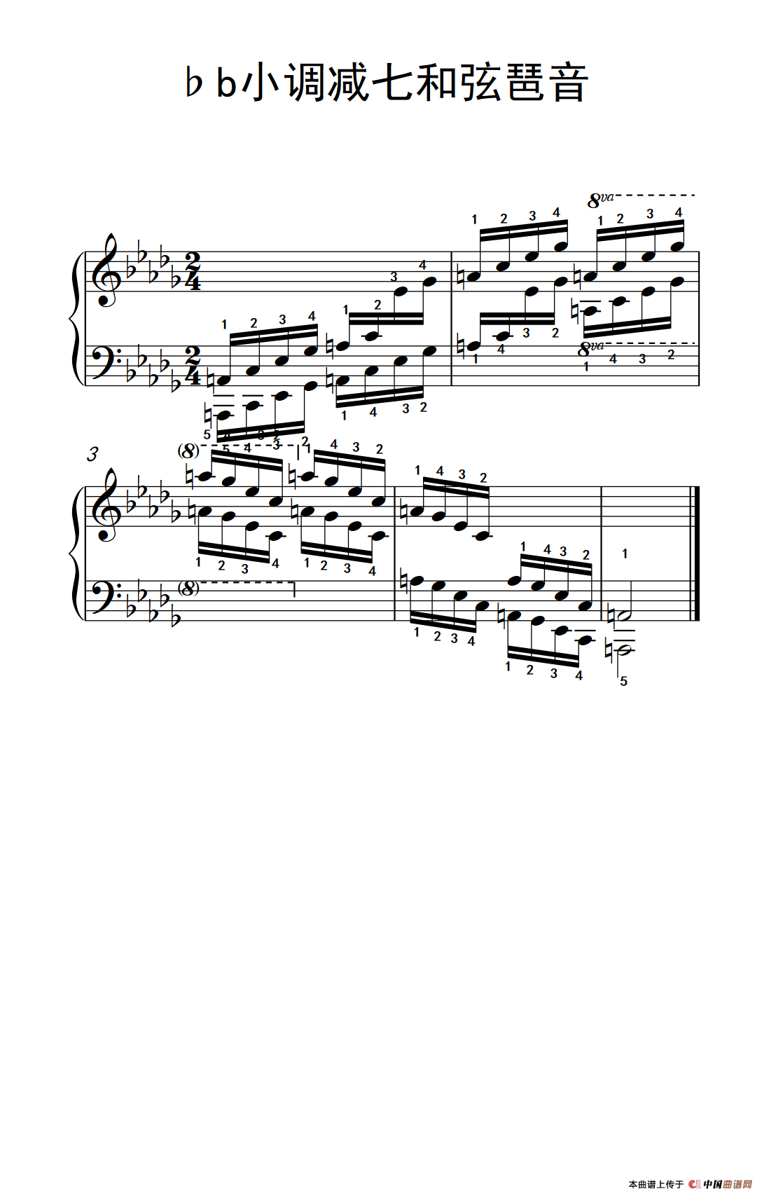 第九级22.?b小调减七和弦琶音（中央音乐学院 钢琴（业余）考级教程 7-9级）
