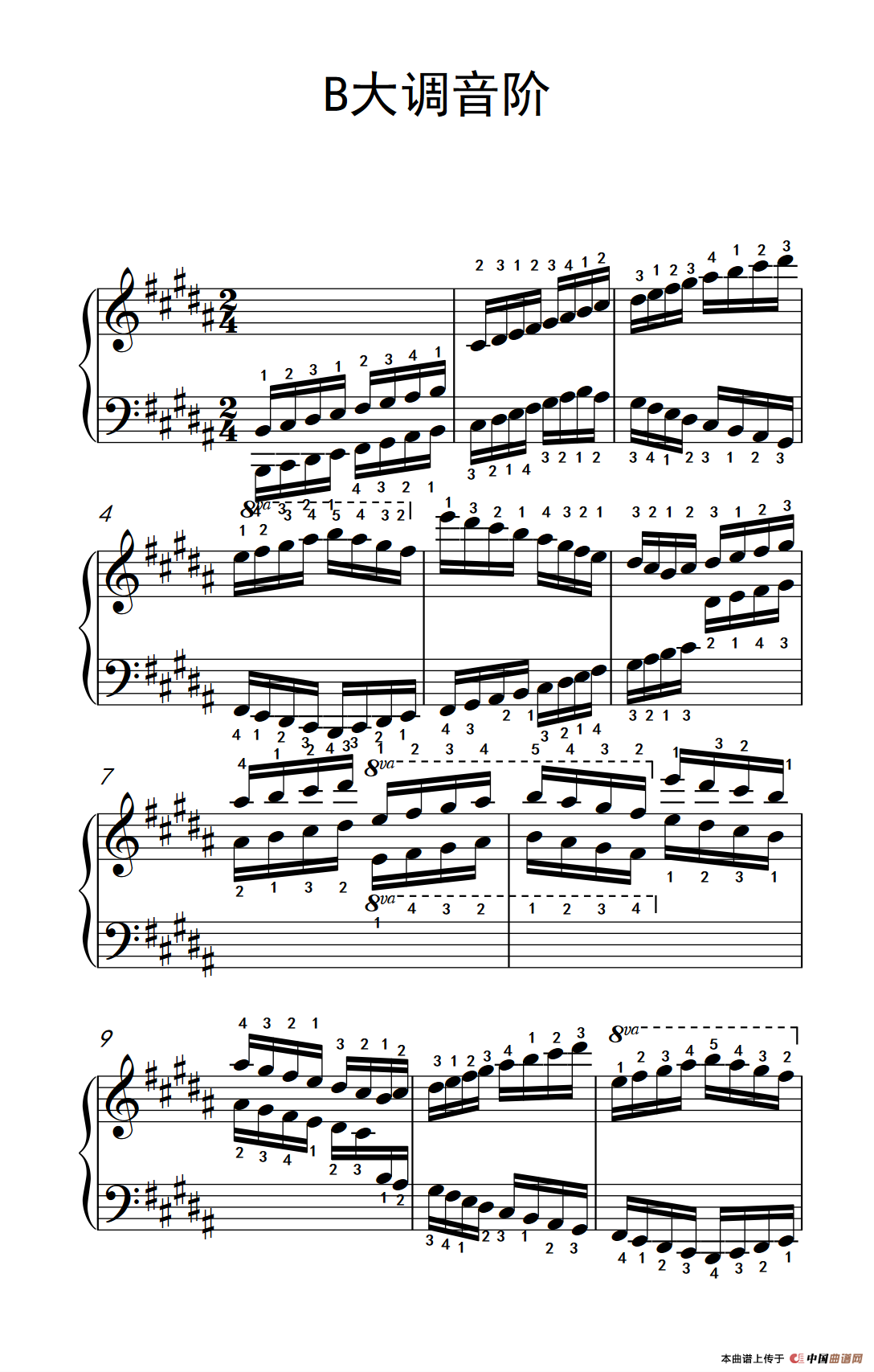 第九级19.B大调音阶（中央音乐学院 钢琴（业余）考级教程 7-9级）