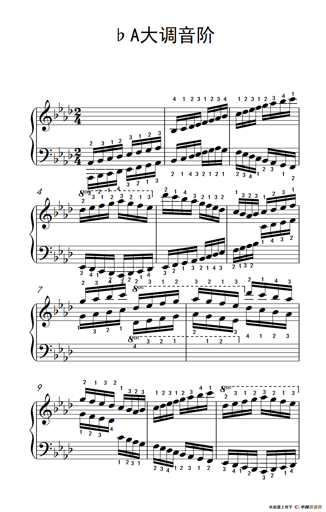 第九级17.?A大调音阶（中央音乐学院 钢琴（业余）考级教程 7-9级）