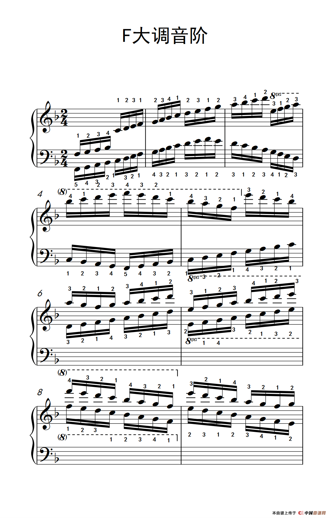 第九级5.F大调音阶（中央音乐学院 钢琴（业余）考级教程 7-9级）