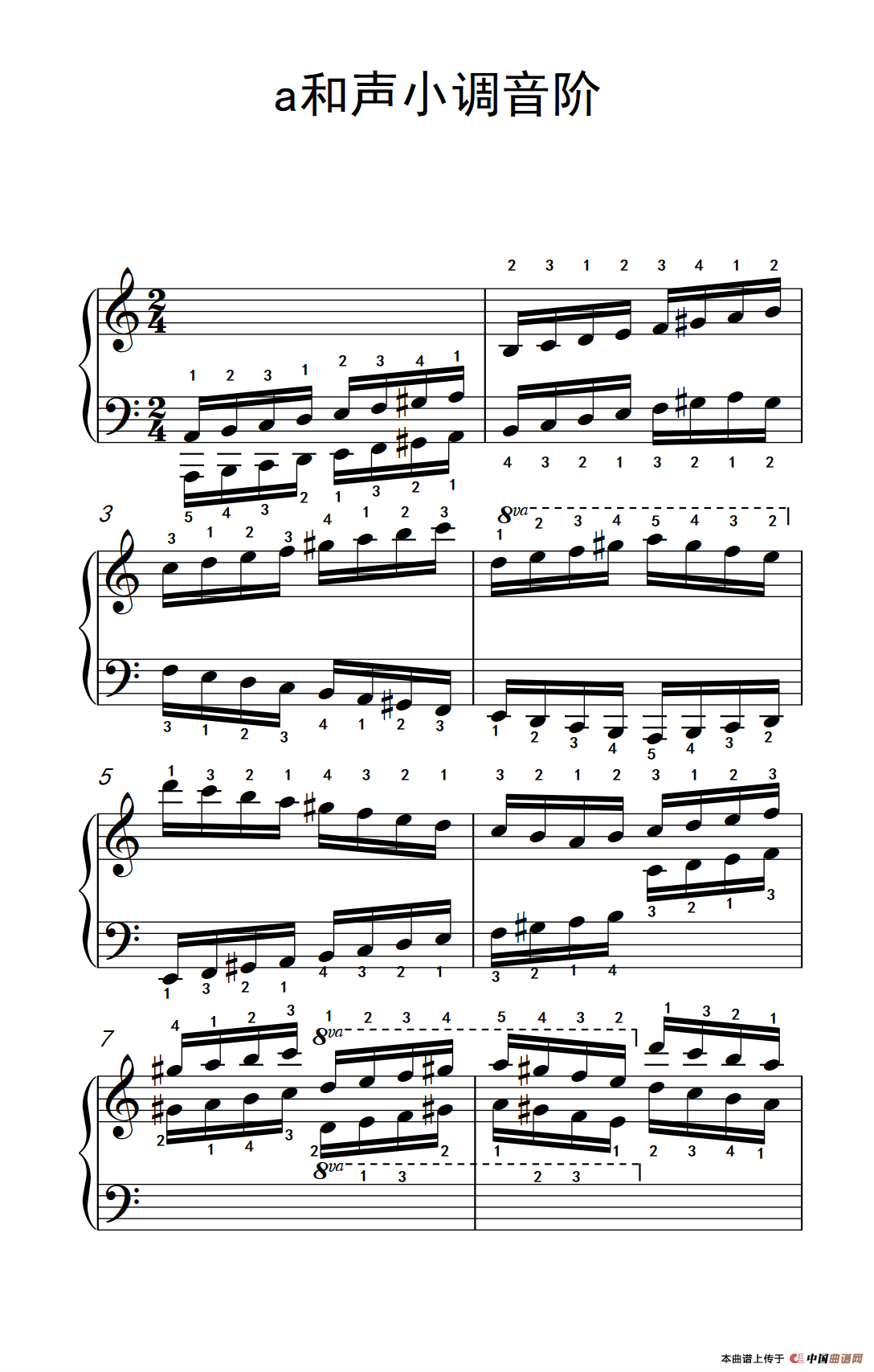 第九级2.a和声小调音阶（中央音乐学院 钢琴（业余）考级教程 7-9级）