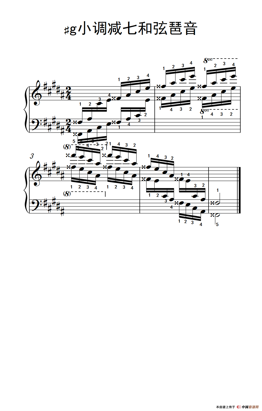 第八级12.?g小调减七和弦琶音（中央音乐学院 钢琴（业余）考级教程 7-9级）