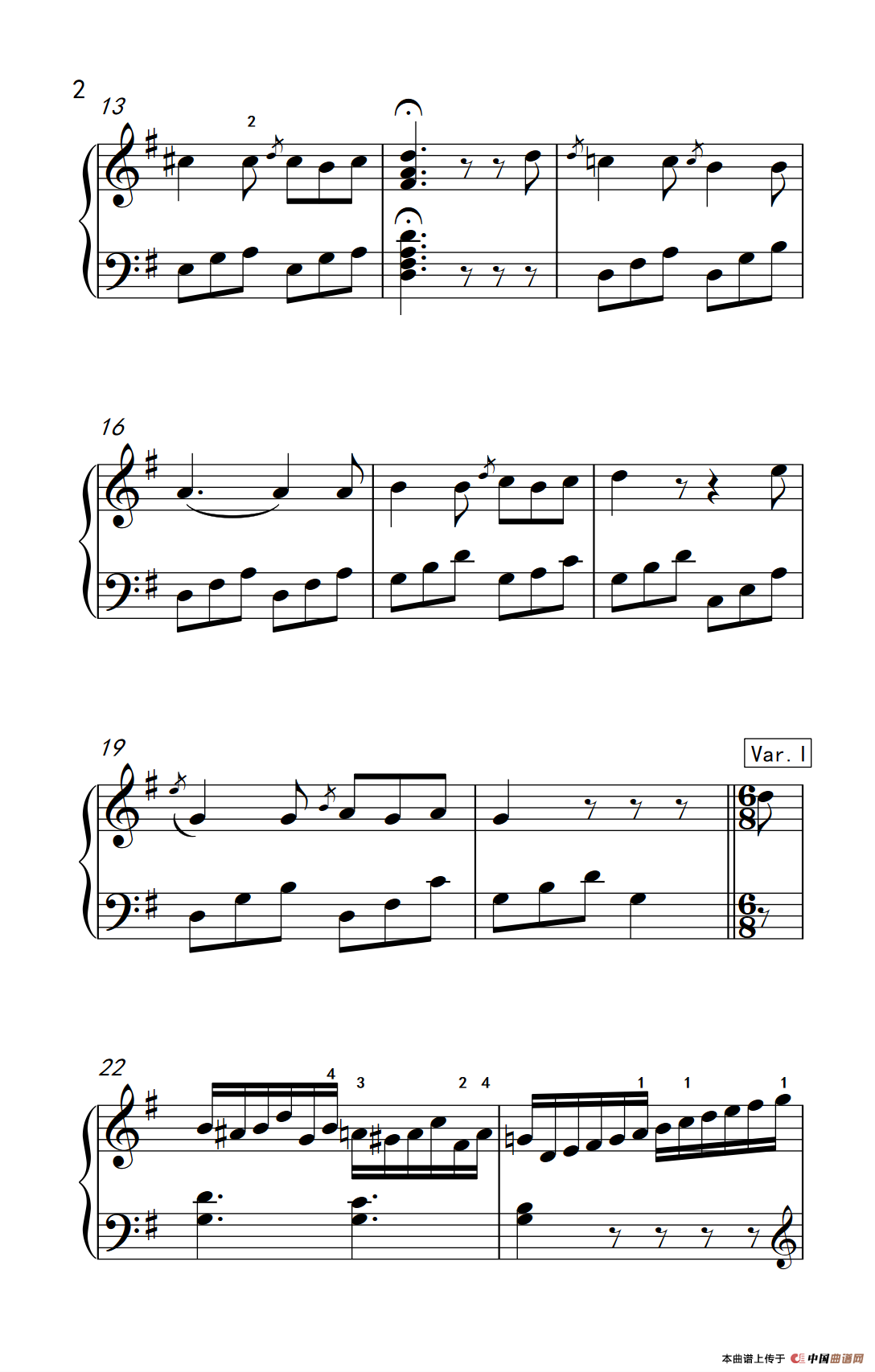 第七级2.G大调变奏曲 贝多芬（中央音乐学院 钢琴（业余）考级教程 7-9级）