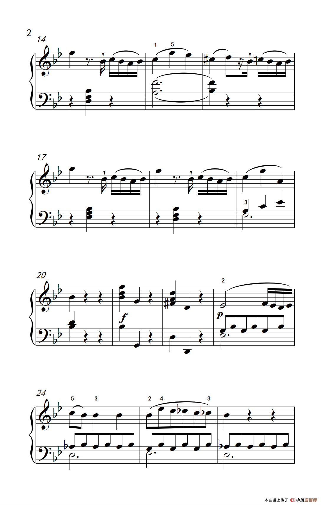 第七级1.?B大调奏鸣曲 第一乐章 K.570（中央音乐学院 钢琴（业余）考级教程 7-9级）