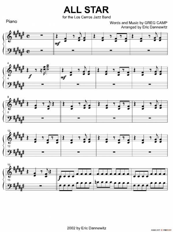 ALL STAR（钢琴分谱）