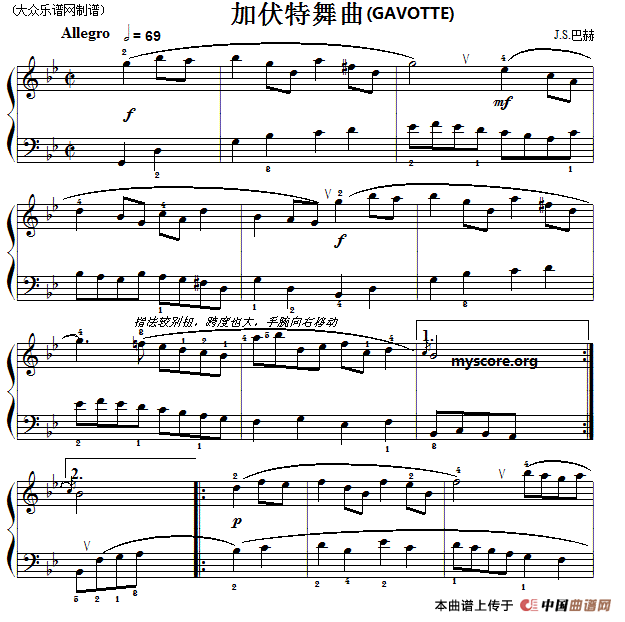 巴赫初级钢琴曲之二十：加伏特舞曲