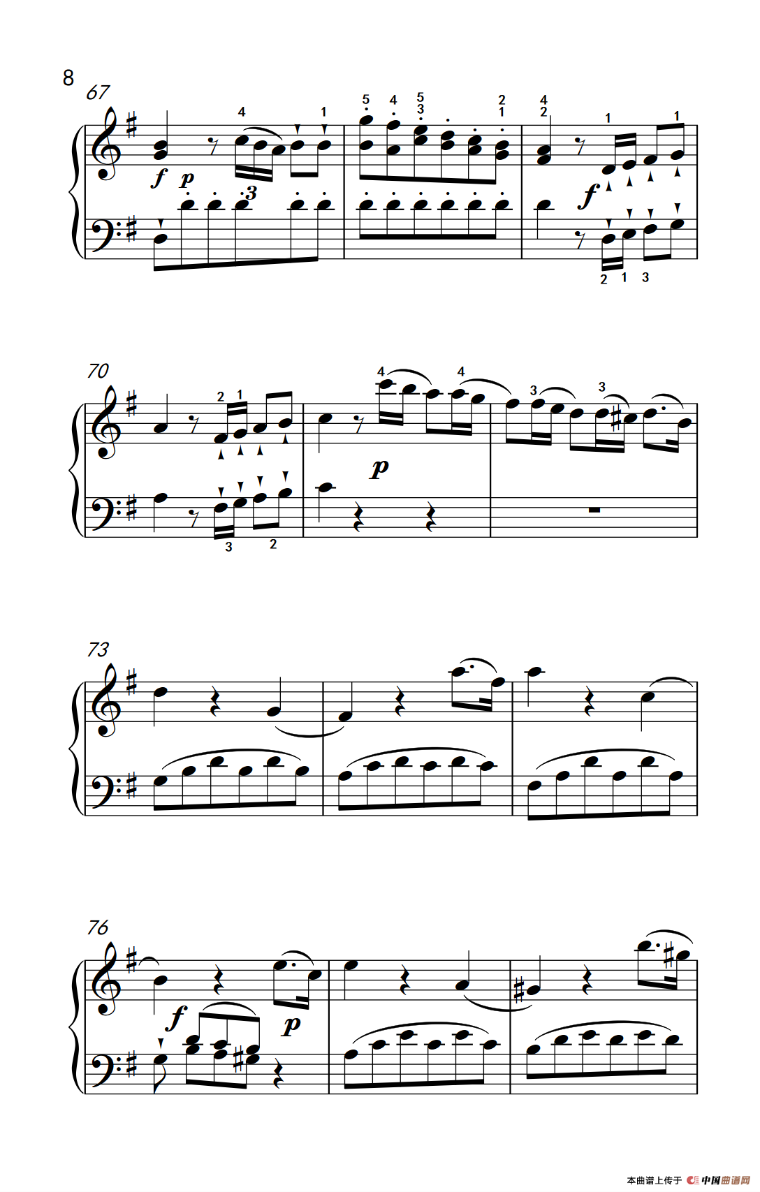 第六级 2.G大调奏鸣曲 莫扎特（中央音乐学院 钢琴（业余）考级教程 4-6级）