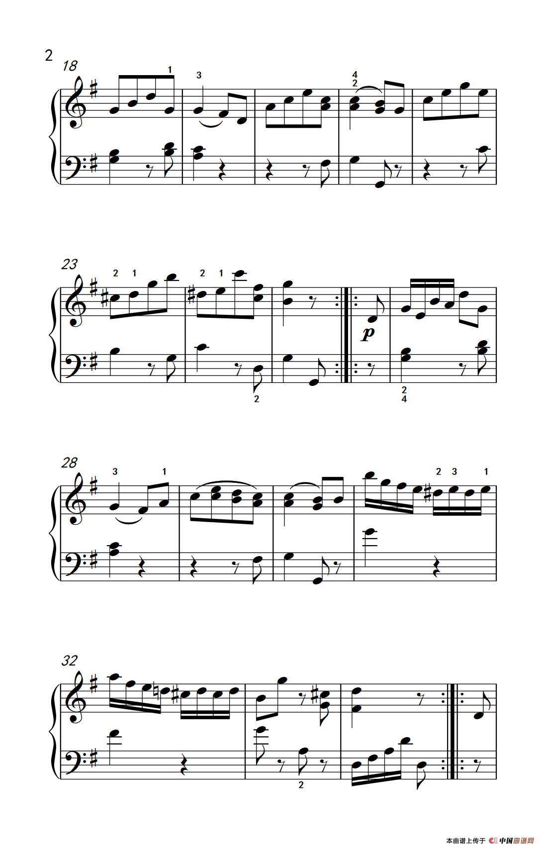 第六级 1.G大调奏鸣曲（中央音乐学院 钢琴（业余）考级教程 4-6级）