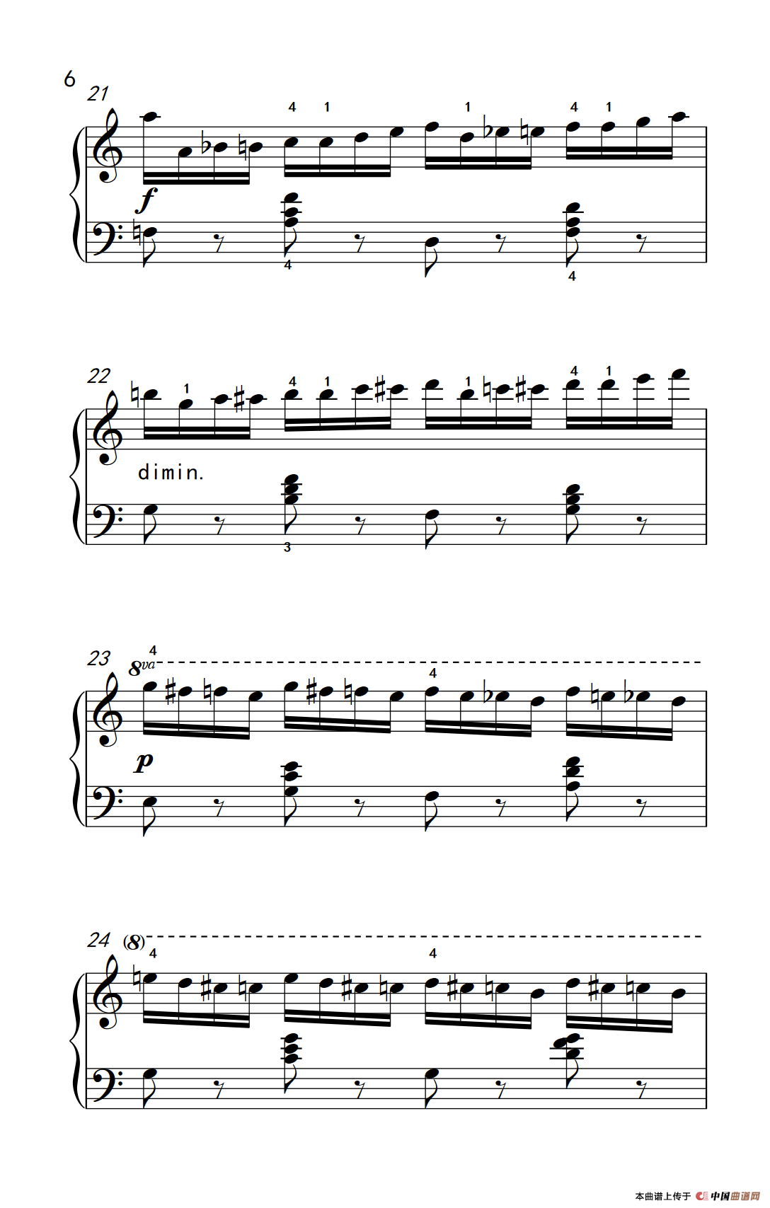 第六级 1.练习曲（中央音乐学院 钢琴（业余）考级教程 4-6级）