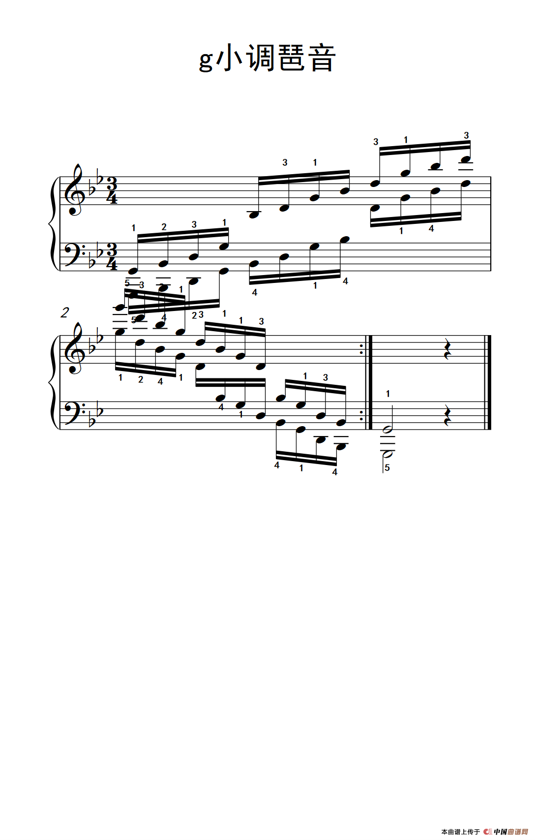 第四级 6.g小调琶音（中央音乐学院 钢琴（业余）考级教程 4-6级）