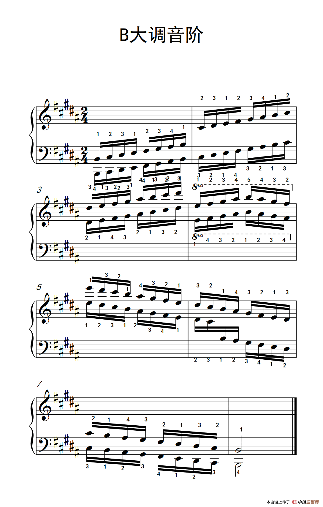第四级 11.B大调音阶（中央音乐学院 钢琴（业余）考级教程 4-6级）