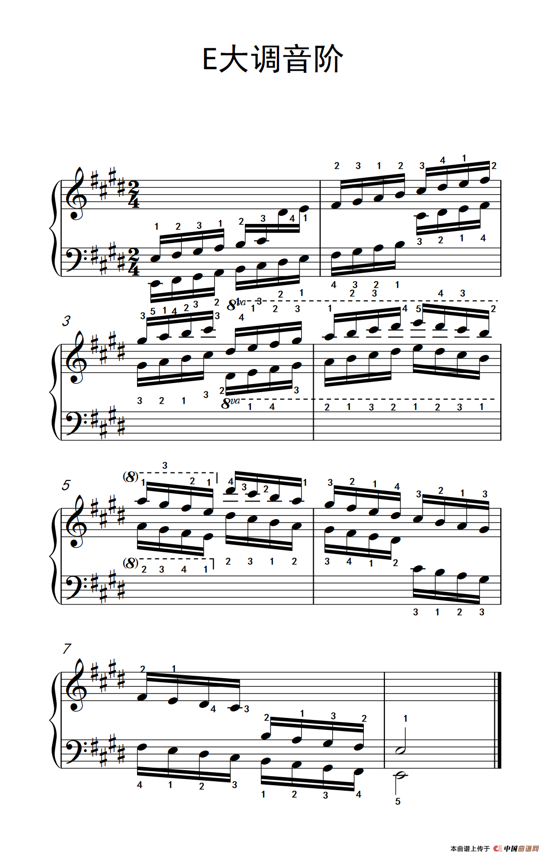 第四级 9.E大调音阶（中央音乐学院 钢琴（业余）考级教程 4-6级）