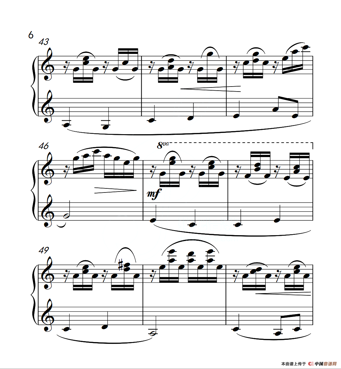 第六级B组 溪边嬉水（中国音乐学院钢琴考级作品1~6级）