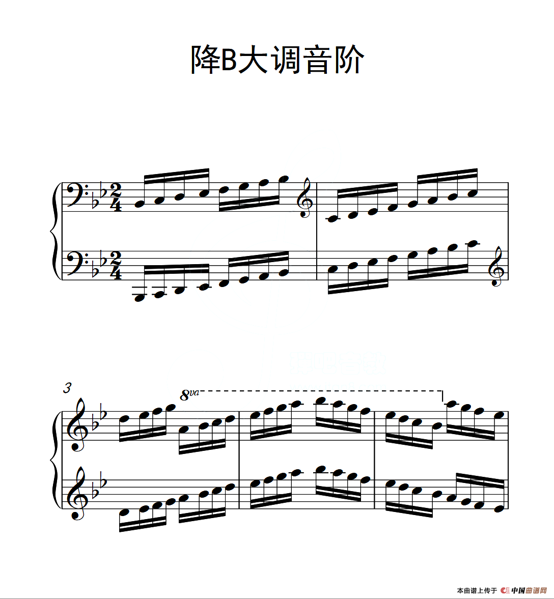 第六级 降B大调音阶（中国音乐学院钢琴考级作品1~6级）