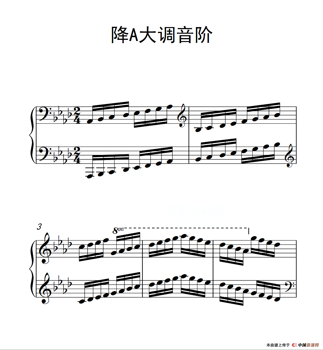 第六级 降A大调音阶（中国音乐学院钢琴考级作品1~6级）