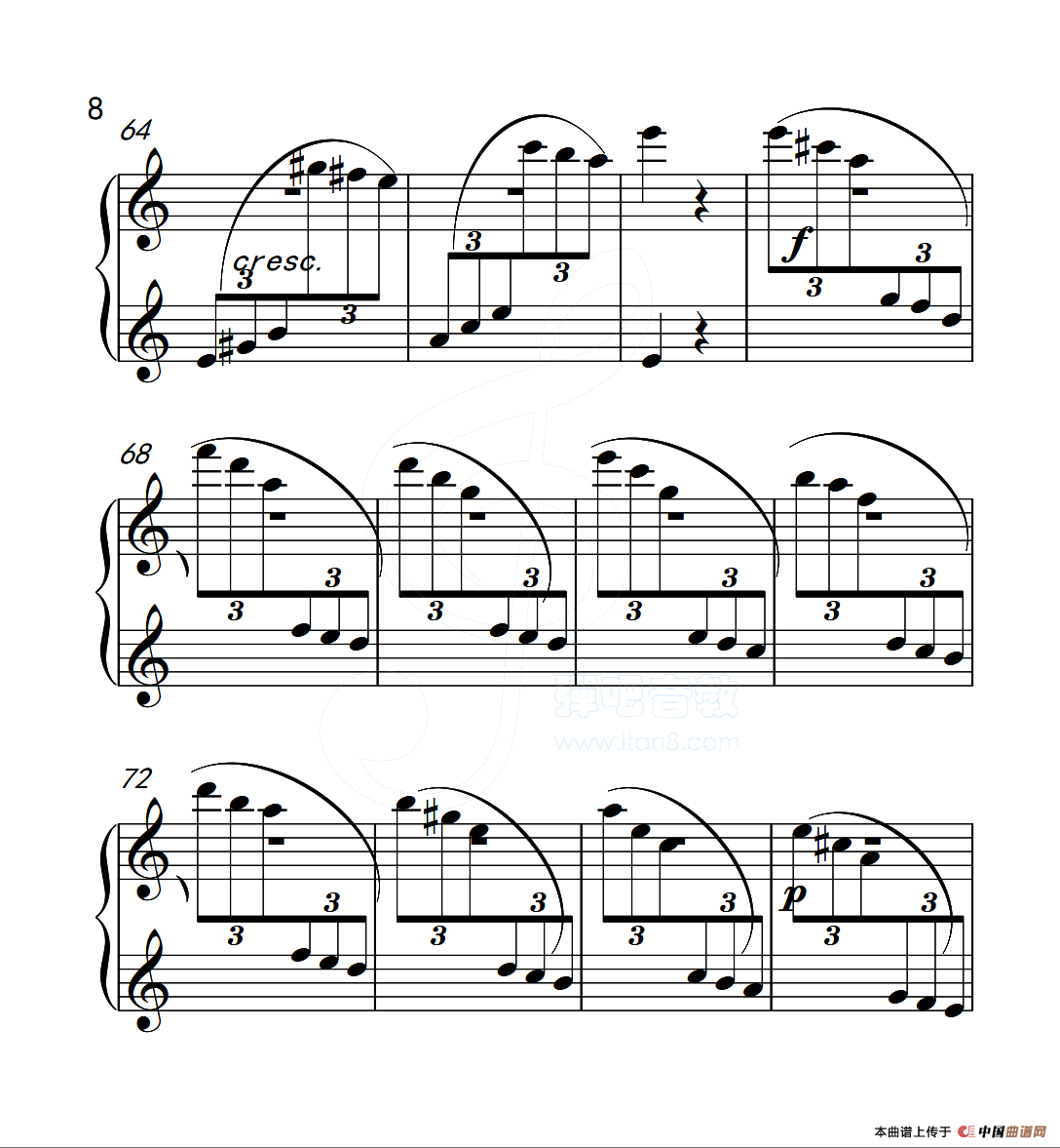 第五级A组 帕格尼尼主题变奏曲（选段）（中国音乐学院钢琴考级作品1~6级）