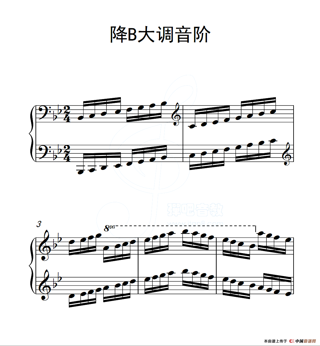 第五级 降B大调音阶（中国音乐学院钢琴考级作品1~6级）