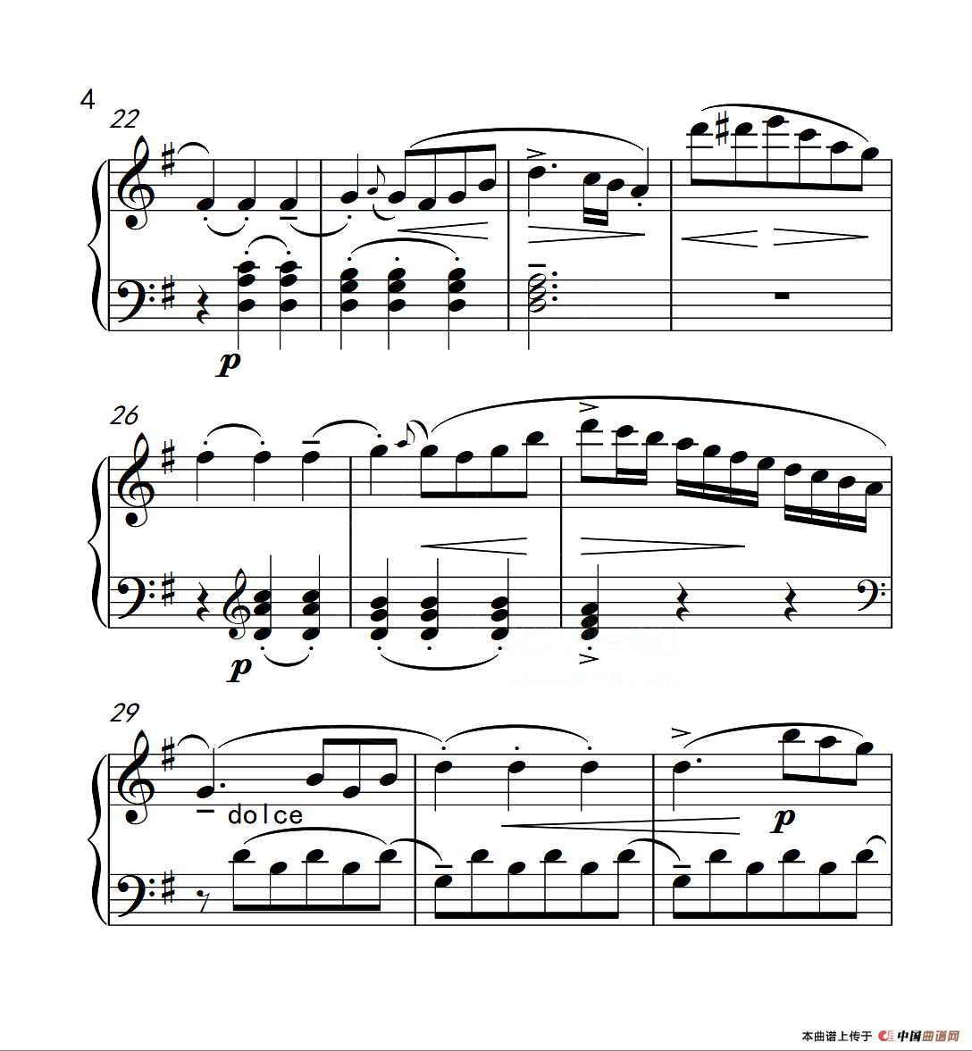 第四级A组 G大调小奏鸣曲（中国音乐学院钢琴考级作品1~6级）