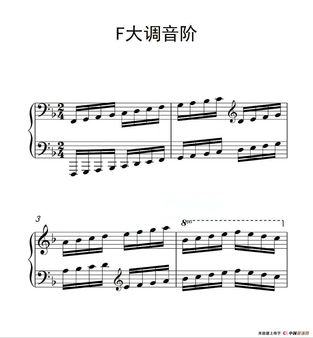 第四级 F大调音阶（中国音乐学院钢琴考级作品1~6级）